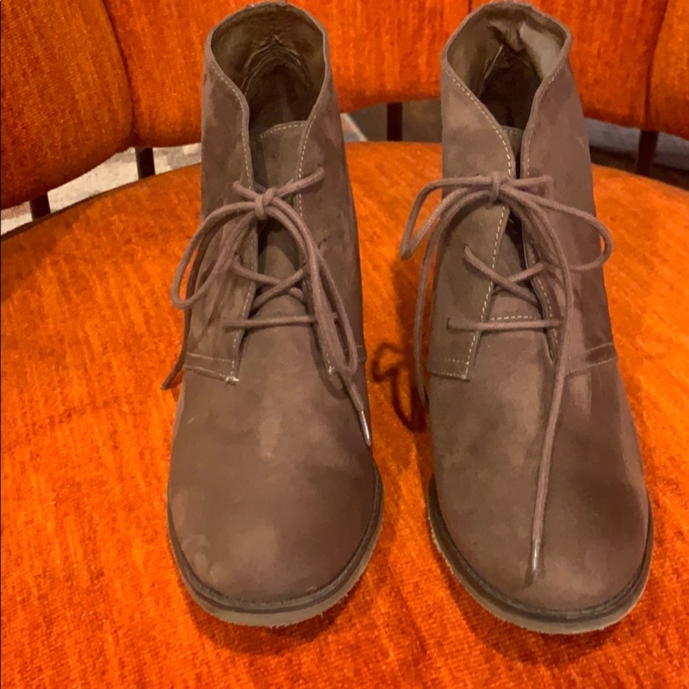 Mia Tan Brown Suede Heeled Ankle Boot